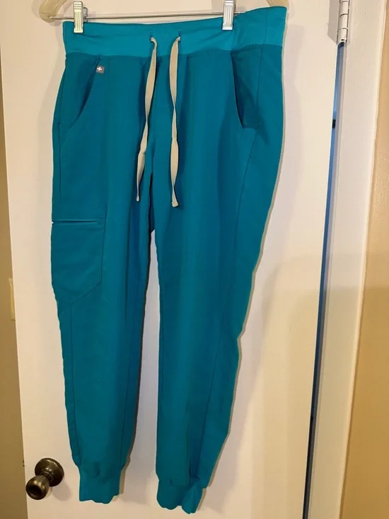 Figs Bright Teal Drawstring Jogger Pants - Picture 2 of 2
